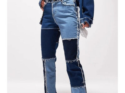 High Elastic Stitching Raw Edge Women’s Straight-leg Jeans