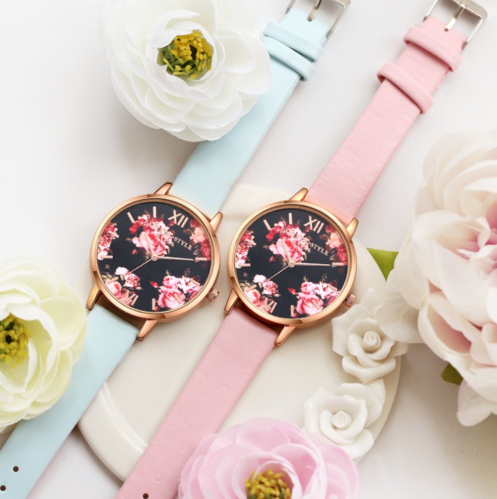 High-Quality Fashion Leather Strap Rose Gold Women's Quartz Wrist Watch