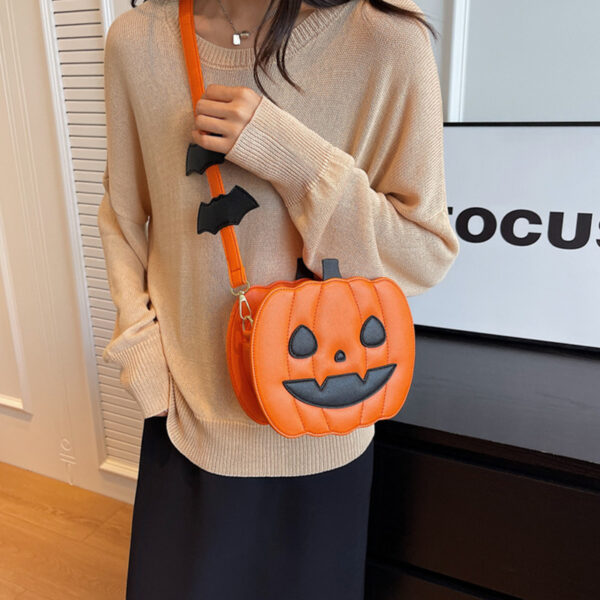 2023 Halloween Bags Funny Pumpkin Cartoon Shoulder Crossbody Bag With Bat Personalized Creative Female Bag - Image 4