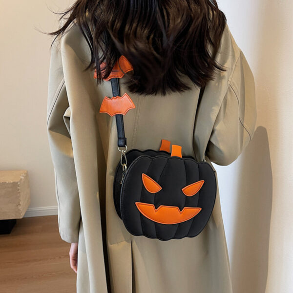 2023 Halloween Bags Funny Pumpkin Cartoon Shoulder Crossbody Bag With Bat Personalized Creative Female Bag - Image 3